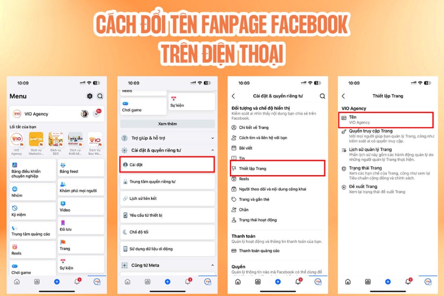 Cách đổi tên trang Fanpage Facebook trên điện thoại