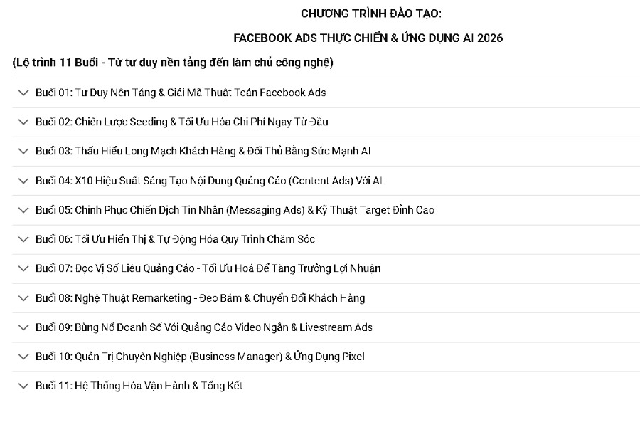 Khóa học Facebook Ads tại TPHCM từ cơ bản đến nâng cao 
