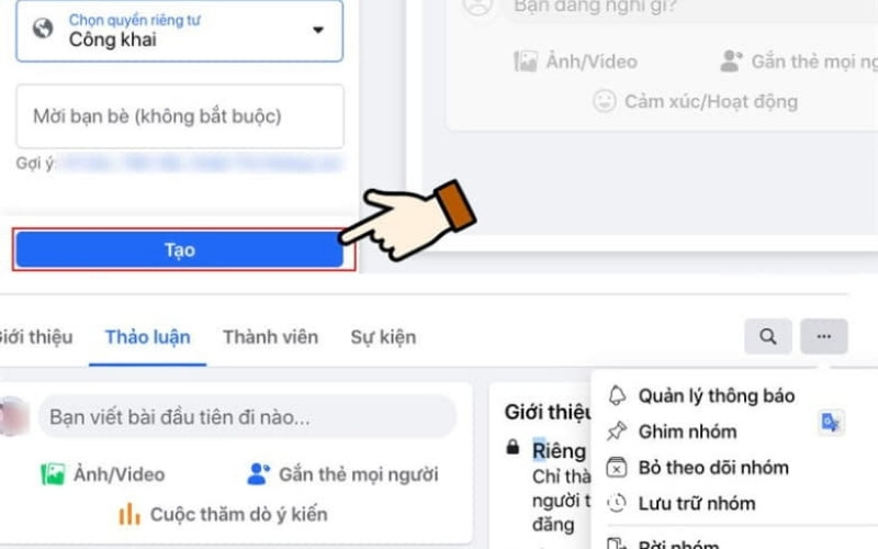 Cách tạo nhóm trên Facebook bằng Facebook Lite