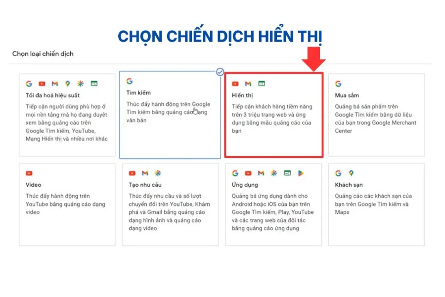 Các bước thiết lập chiến dịch hiển thị Google Ads