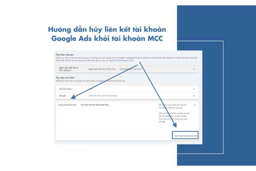 Hướng dẫn hủy liên kết tài khoản Google MCC