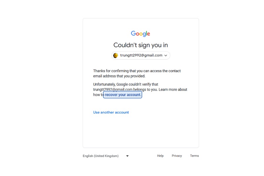 Tài khoản Google của tôi không phải là tài khoản Google Ads hợp lệ