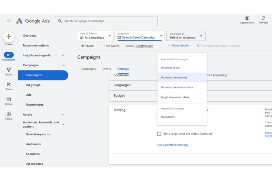 Sử dụng Smart Bidding thay cho bidding thủ công
