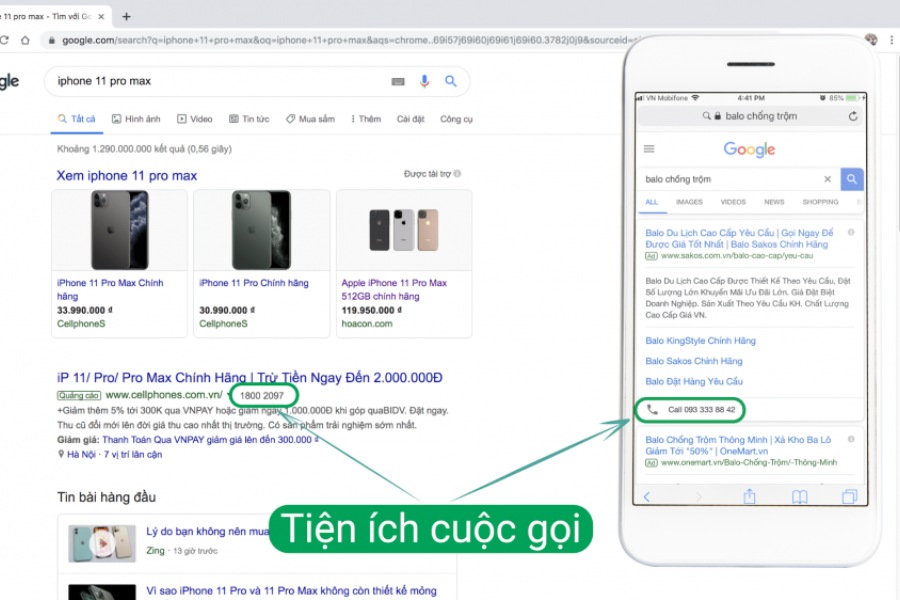Tiện ích mở rộng cuộc gọi qua số điện thoại