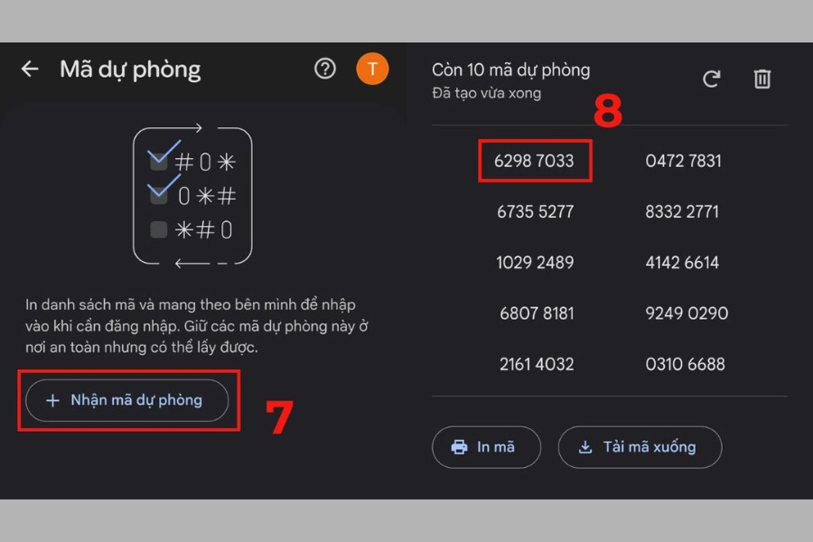 Sử dụng Google Authenticator hoặc mã dự phòng 