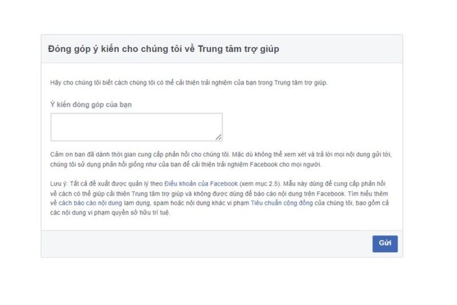 Hướng dẫn góp ý về trung tâm trợ giúp bằng link 443