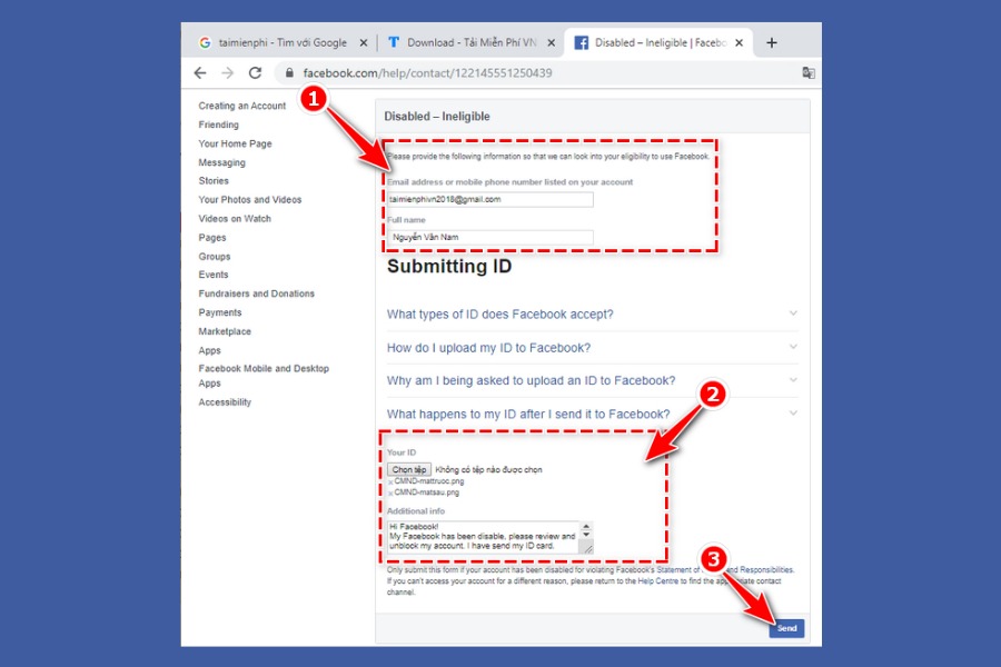 Hướng dẫn mở khoá tài khoản Facebook bằng link 439