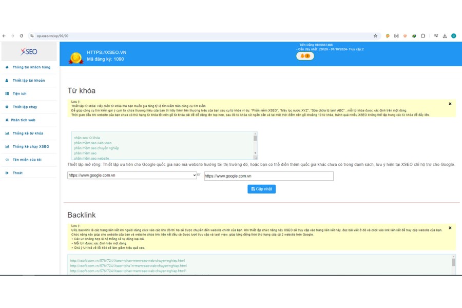 Hướng dẫn sử dụng công cụ SEO XSEO